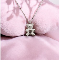 Monemel Swarovski Teddy Bear  Kolye  925 Gümüş(Altın Kaplama)